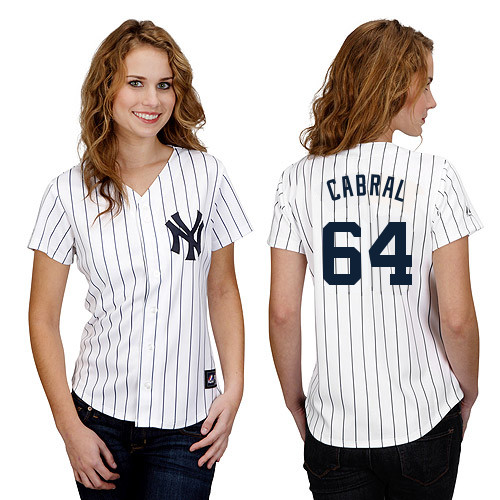 Cesar Cabral #64 mlb Jersey-New York Yankees Women's Authentic Home White Baseball Jersey - Click Image to Close